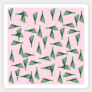 Leek Pattern on Pink Background Sticker